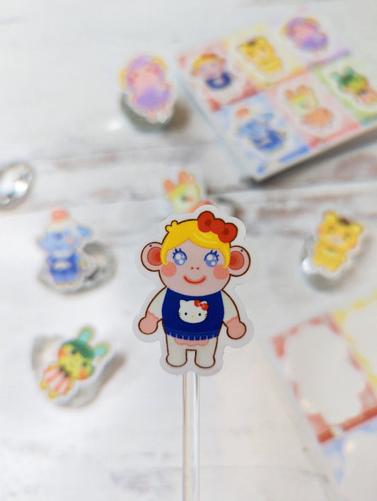 Animal Crossing San 4x4" Sticker Sheet -Durable Waterproof Vinyl- Cute ACNH New Horizons Villagers-Rilla Marty Etoile Chai Chelsea Toby