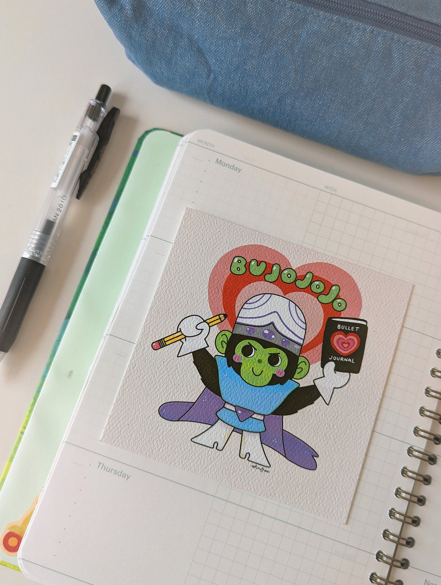 Mojojo Bujojo 4x4 MINI Art Print| Bullet Journal- Bujo Powerpuff Girls PPG | 90's Baby | 90s Kids Cartoon Villain