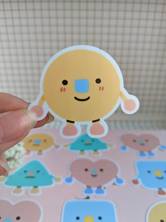 Ohn0se friend - Opal Sticker// Circle with square nose, smiley face friend, cute weatherproof glossy matte sticker