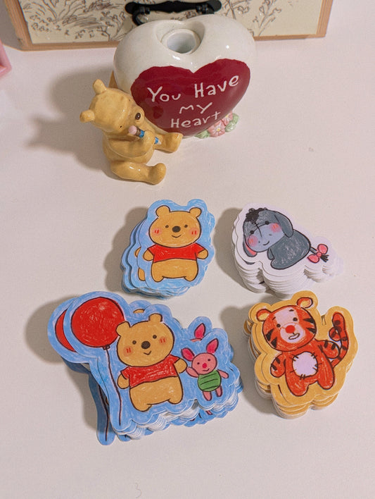 Classic Winnie the Pooh Friends Bundle--Pooh, Piglet, Eeyore, and Tigger| Bundle and Save| Crayon Illustrated Sticker| Disney kidcore|