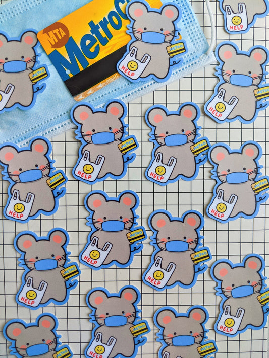 Little Apple the Rat on the Work Grind | NYC Rat, Metro Card, Help Bag, 9 to 5 corporate job | Cute Matte Weatherproof Vinyl Sticker