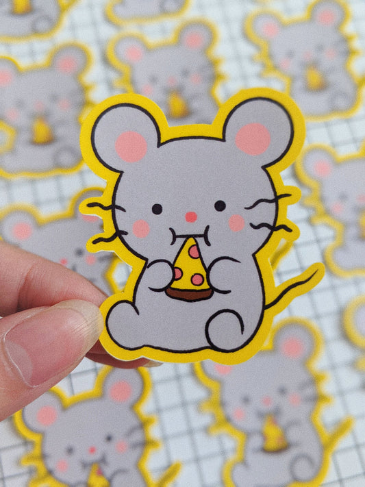 Little Apple the Rat Eating Pizza Sticker | Pizza Rat, NYC Pizza Rat, New York Rat | Cute Matte Weatherproof Vinyl Sticker