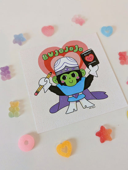 Mojojo Bujojo 4x4 MINI Art Print| Bullet Journal- Bujo Powerpuff Girls PPG  | 90's Baby | 90s Kids Cartoon Villain
