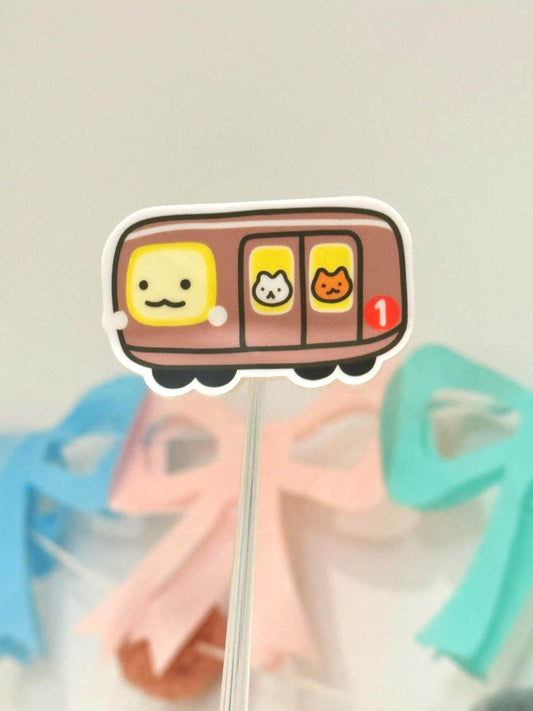 Metro Subway Vinyl Sticker|  NYC Kawaii Illustration Series Waterproof Premium Matte Grey 1 Train| Perfect Cute Gift 4 NYC Friends