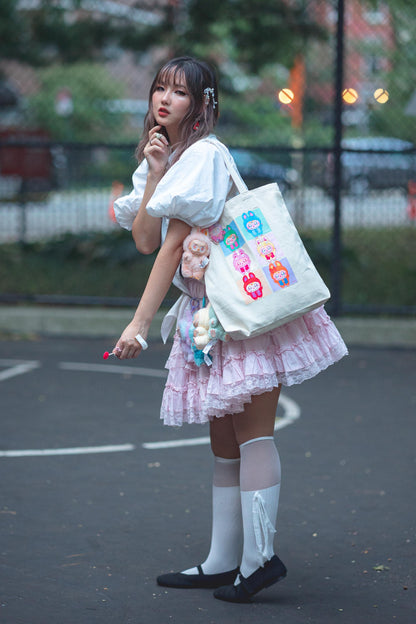 Sailor Moon x Labubu Sturdy Canvas Tote Bag| Cute Monsters Anime Inspired 100% Cotton Bag| Kawaii Magical Girls Transformation