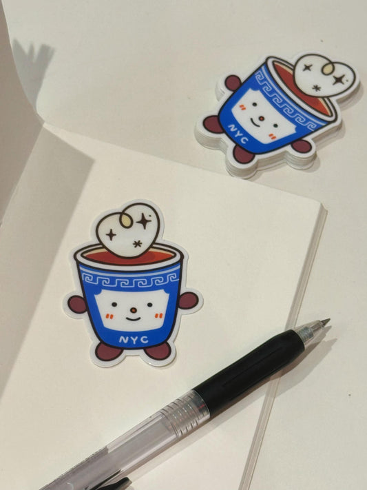 NYC Blue Coffee Cup Vinyl Sticker| Anothora  New York City Old School Coffee Cup| Waterproof Premium Sticker| Great gift for Coffee Lovers