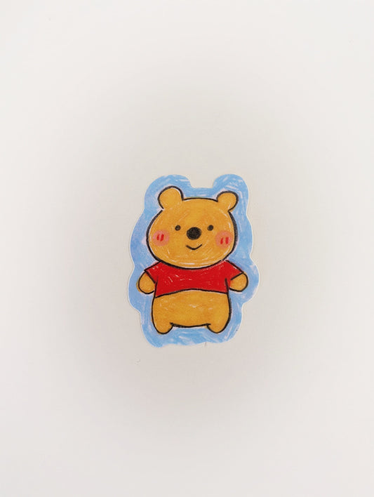 Classic Pooh Bear from Winnie the Pooh| Crayon Illustrated Sticker| Disney kidcore