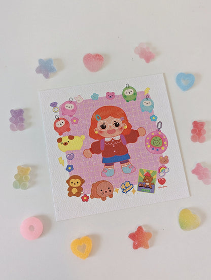 Turning Red Meilin Lee 4x4" MINI Art Print | Mei's room and Toy Inventory- Disney Pixar Shirt, Cute Red Panda, 4town