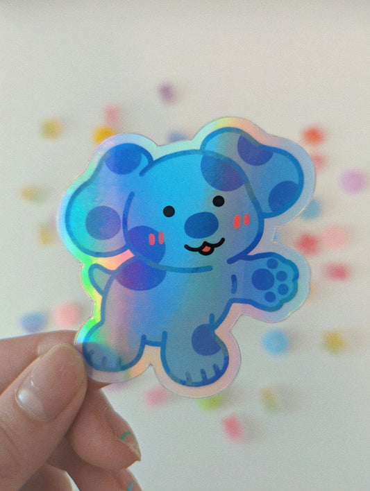 Blue -Blue's Clues Holographic Vinyl Sticker/ /Nostalgic gifts, childhood, cartoon dog, Laminated Waterproof Vinyl Laptop Sticker