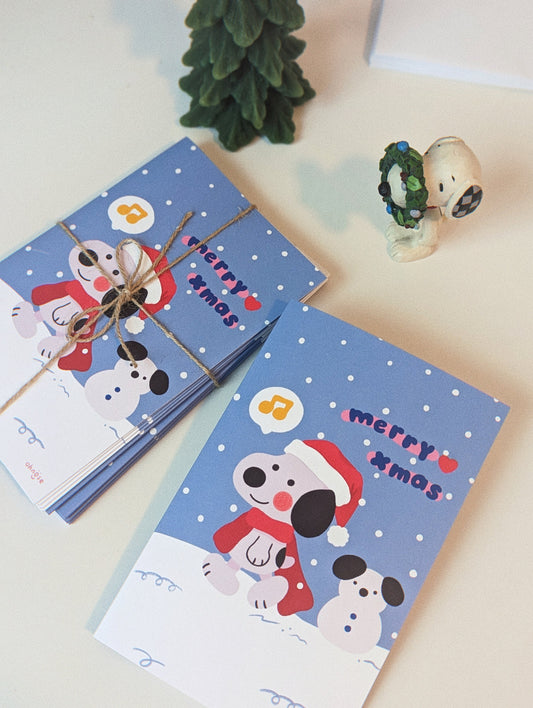 Bundle of 8 Snoopy Holiday Cards with 8 White Envelopes| Handmade Holiday Cards Gift Set| Save 65% with Bundle-Charlie Brown