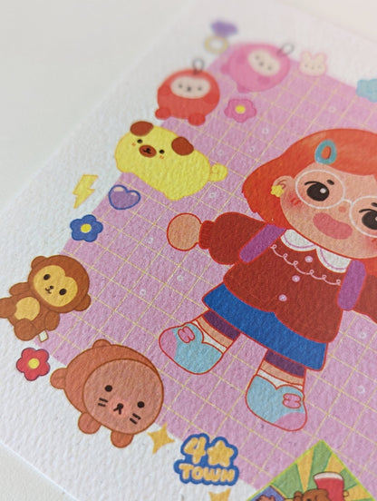 Turning Red Meilin Lee 4x4" MINI Art Print | Mei's room and Toy Inventory- Disney Pixar Shirt, Cute Red Panda, 4town